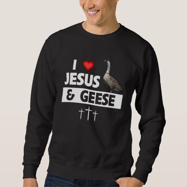 Moletom I Love Jesus and Hawaiian Geese State Bird Nene Go (Frente)