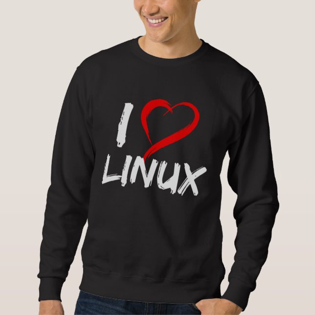 Moletom I Love Linux with Heart Penguin Tux Open Source Os (Frente)