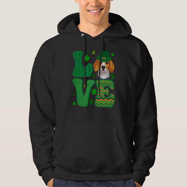 Moletom I Love My Beagle Dog Leprechaun Shamrocks Saint Pa (Frente)