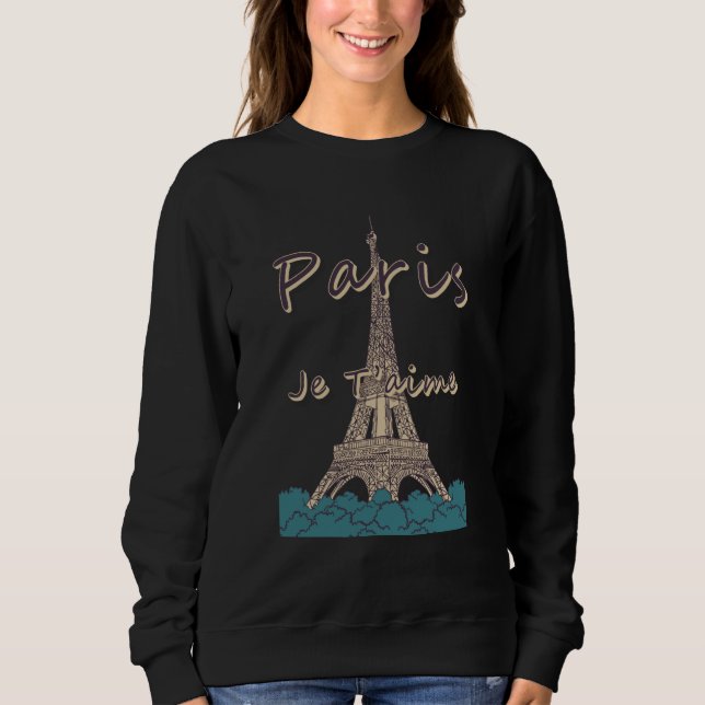 Moletom I Love Paris and Eiffel Tower Bonjour from France (Frente)