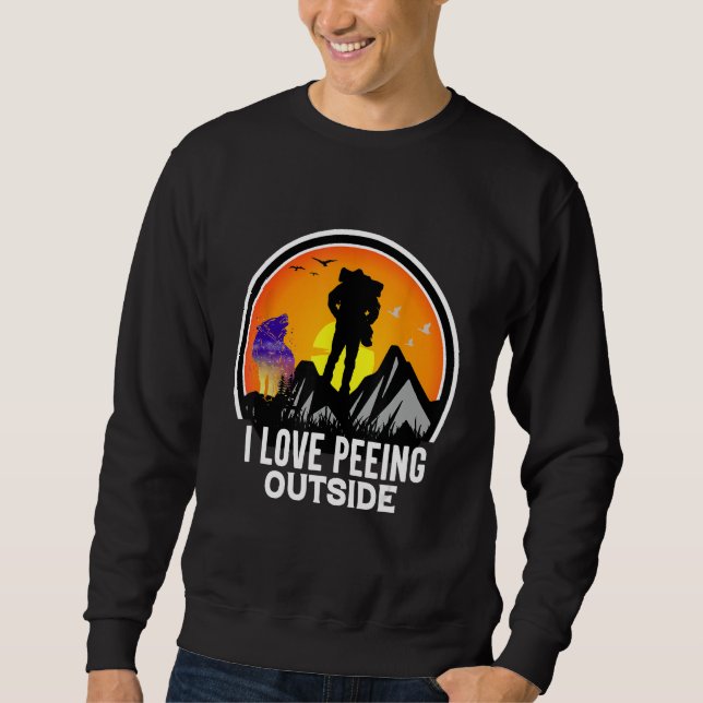 Moletom I Love Peeing Outside Hiking Sunset Retro Outdoor  (Frente)