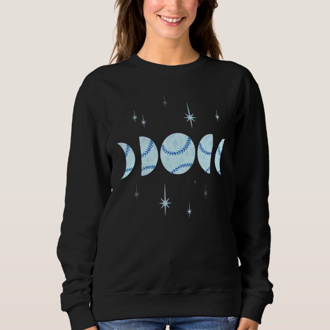 Moletom I Love Softball Moon Phases In Light Blue Pastel A (Frente)