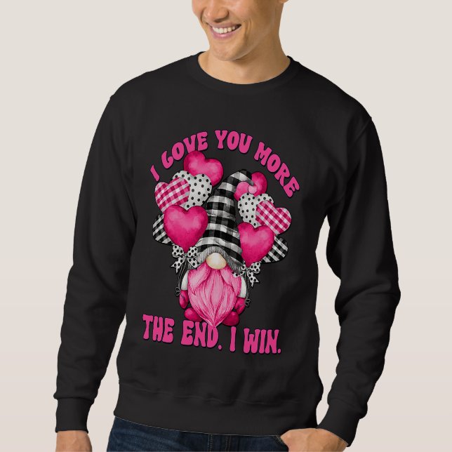 Moletom I Love You More Gnome With Heart Balloons Pink Buf (Frente)