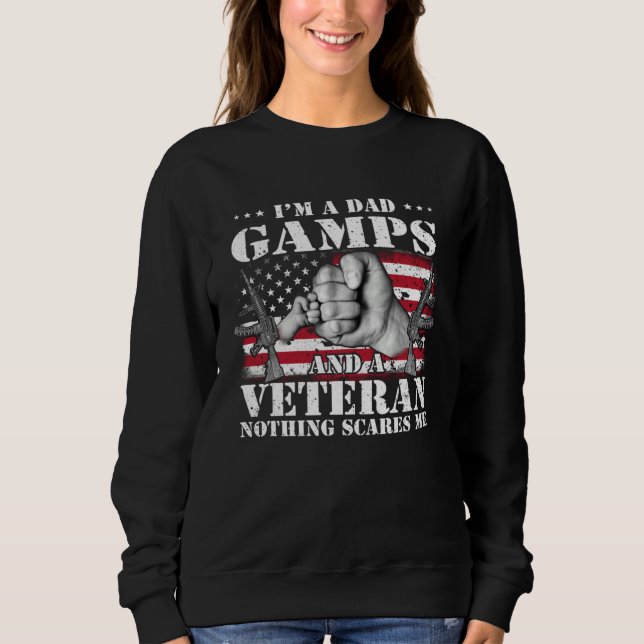 Moletom I m A Dad Gamps And A Veteran Nothing Scares Me Fl (Frente)