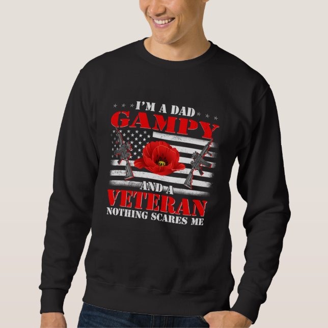 Moletom I m A Dad Gampy And A Veteran Nothing Scares Me Fl (Frente)