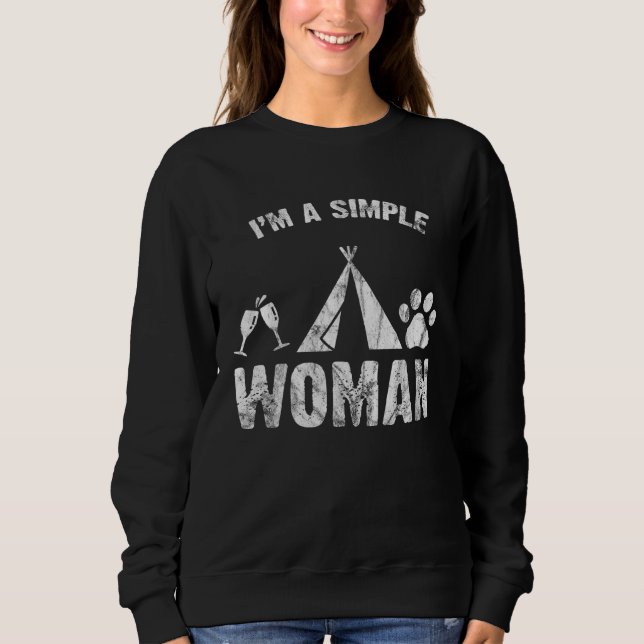 Moletom I m A Simple Woman Wine Camping Dog (Frente)
