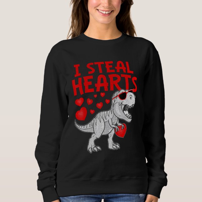 Moletom I Steal Hearts Dinosaur T Rex Cute Baby Boys Valen (Frente)