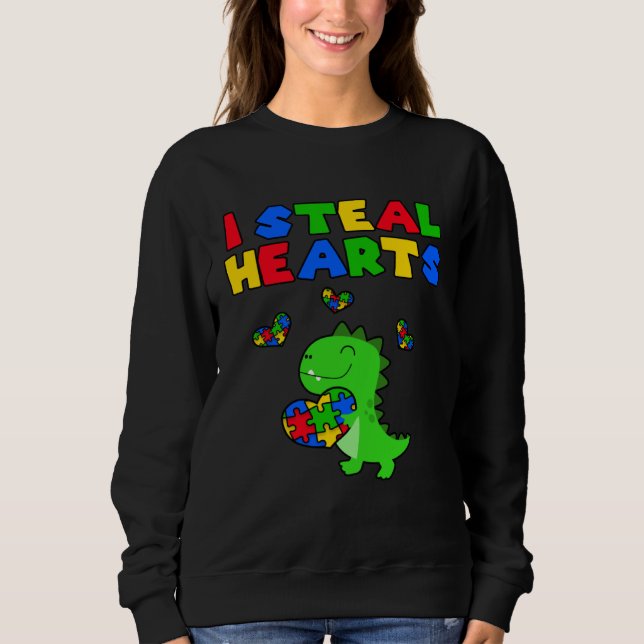 Moletom I Steal Hearts Puzzle Autism Awareness Month Rex D (Frente)
