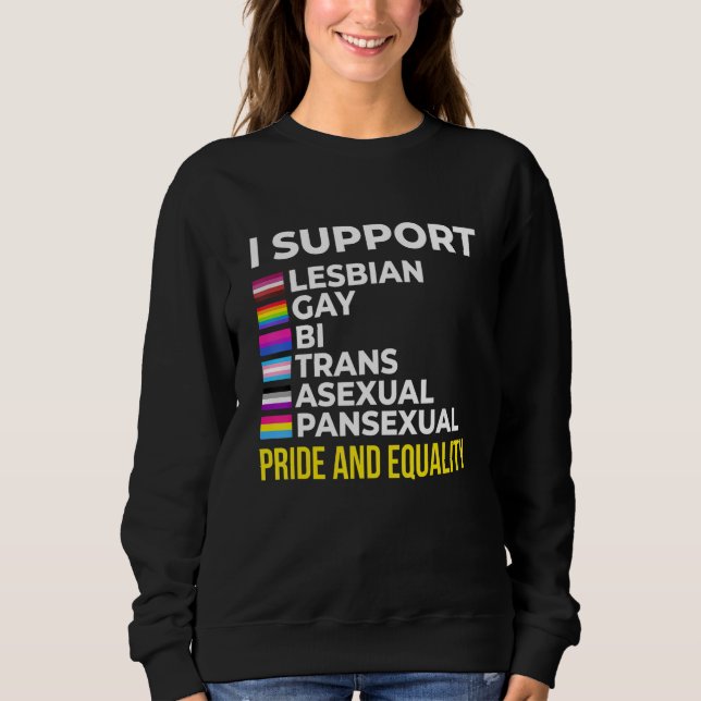 Moletom I Support Pride and Equality I Lesbian Gay Toleran (Frente)