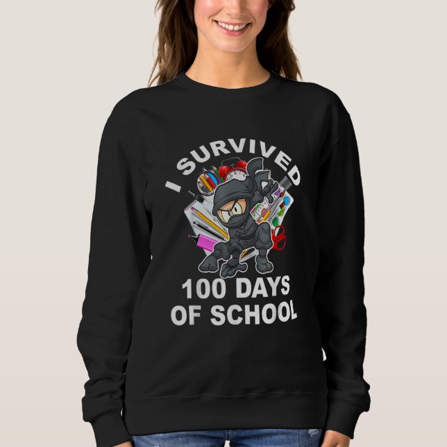 Moletom I Survived 100 Days Of School Ninja Lover Happy 10 (Frente)