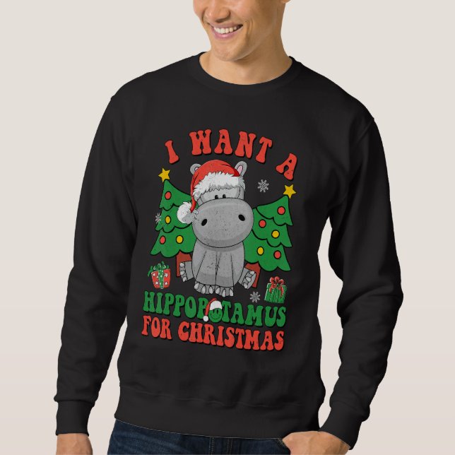 Moletom I Want To Hippopotamus For Christmas Hippo Christm (Frente)
