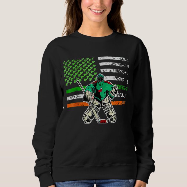 Moletom Ice Hockey Goalie Irish American Flag St Patricks (Frente)