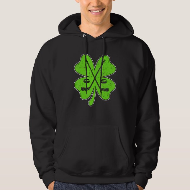 Moletom Ice Hockey Irish Lucky Shamrock Clovers St Patrick (Frente)