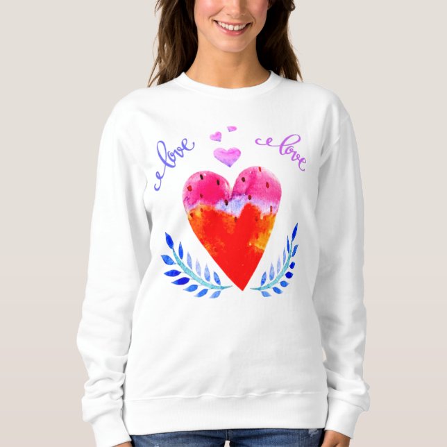 Moletom Ícone de Ave Mãe de Aquarela Adorável (Frente)