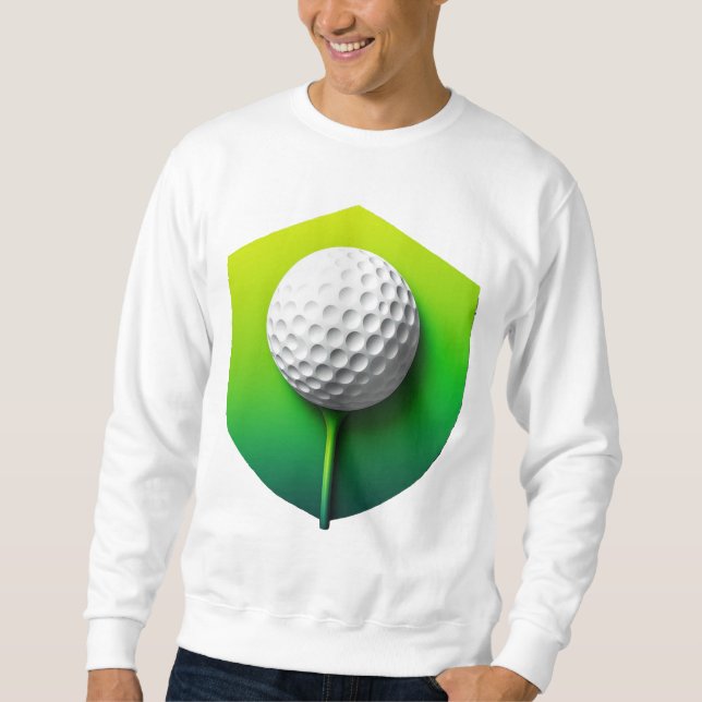 Moletom Ícone de Bola de Golfe Estilizado com Fundo Verde (Frente)