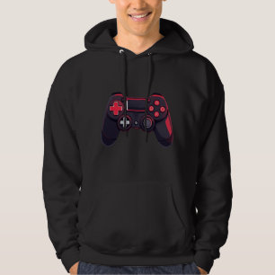 Moletom Ícone Mínimo de Controle de Jogo Preto e Vermelho