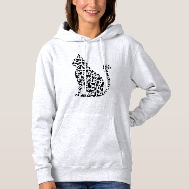 Moletom Ícones de gato Ilustração Design preto e branco (Frente)