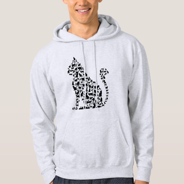 Moletom Ícones de gato Ilustração Design preto e branco (Frente)