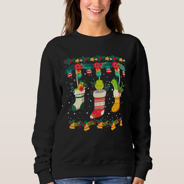 Moletom Iguana Christmas Stocks X Mas Lights Pajama Matchi (Frente)