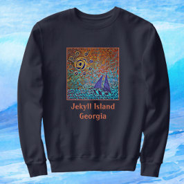 Moletom Ilha de Jekyll, GA Sailboat, Ocean Waves e Sun S