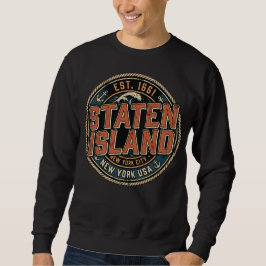 Moletom Ilha Staten Cidade de Nova York Selo Náutico Vinta