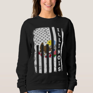 Moletom Illinois American Flag Home State of Illinois Flag