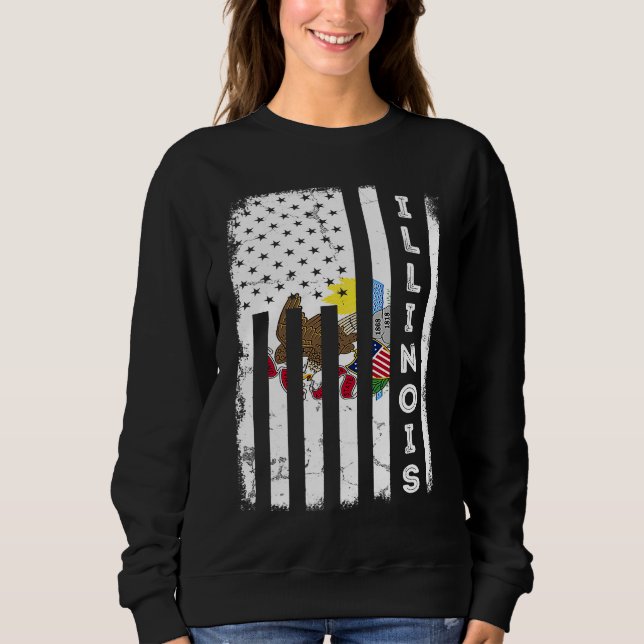 Moletom Illinois American Flag Home State of Illinois Flag (Frente)