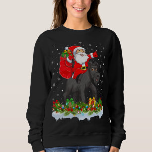 Moletom Iluminação Xmas Funny Santa Claus Riding Schnauzer