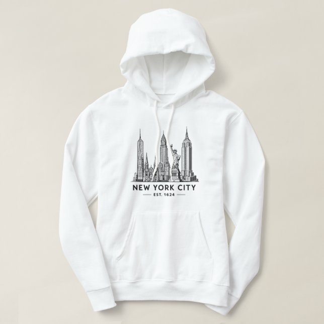 Moletom Ilustração da Silhueta de Nova York com Estátua da (Frente do Design)