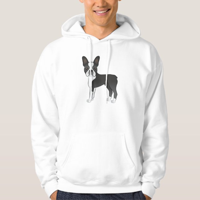 Moletom Ilustração de cachorro Boston Terrier preto e bran (Frente)