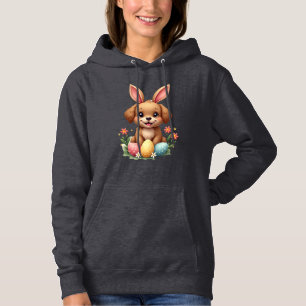 Moletom Ilustração de cachorro coelho da Páscoa vintage co