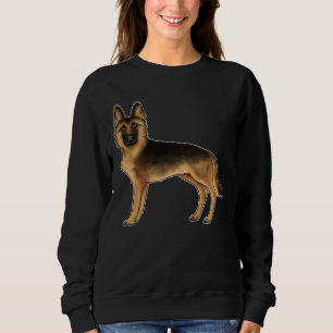 Moletom Ilustração De Cachorro German shepherd Preto E Can