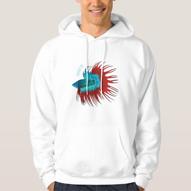 Moletom Ilustração de desenho animado de betta-rabo-cruzad (Frente)