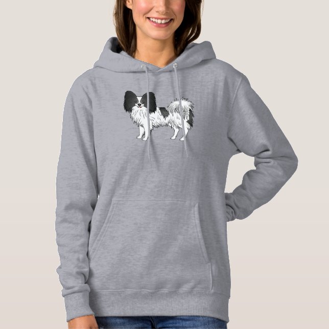 Moletom Ilustração de desenho animado de cachorro Papillon (Frente)