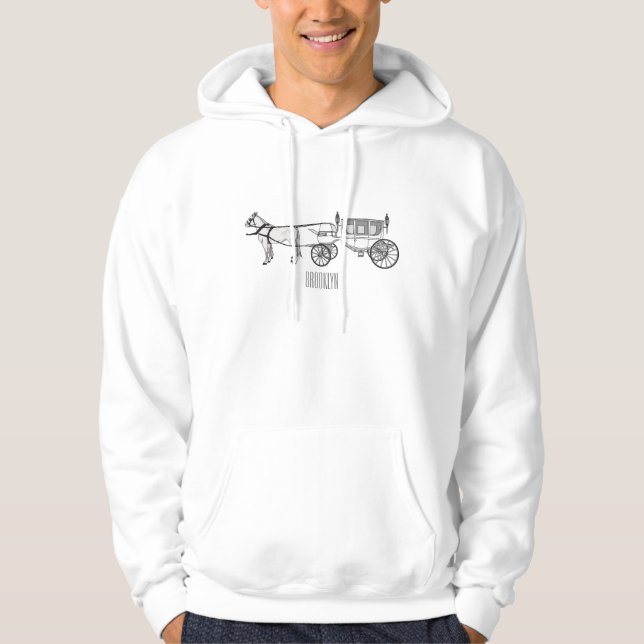 Moletom Ilustração de desenho animado de carruagem e caval (Frente)