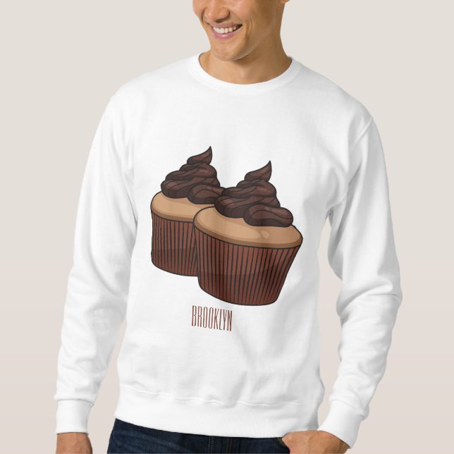 Moletom ilustração de desenho animado de cupcake (Frente)