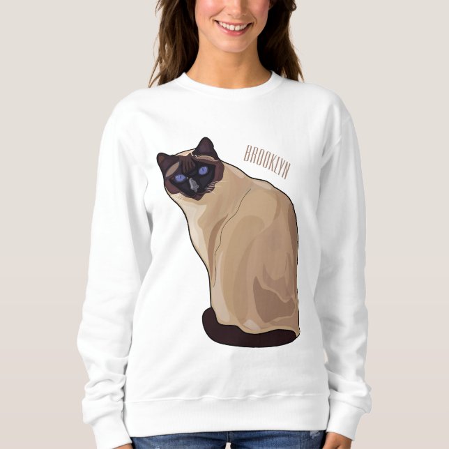 Moletom Ilustração de desenho animado de gato siamês (Frente)