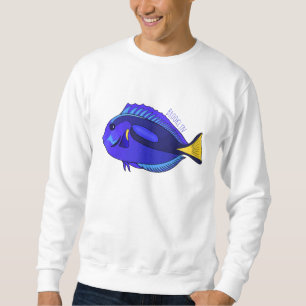 Moletom Ilustração de desenho animado de peixe marrom azul