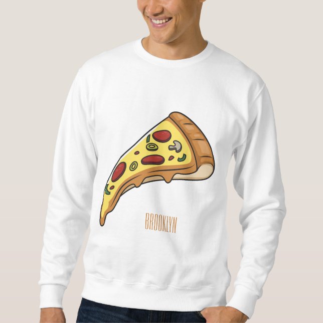 Moletom Ilustração de desenho animado de pizza (Frente)