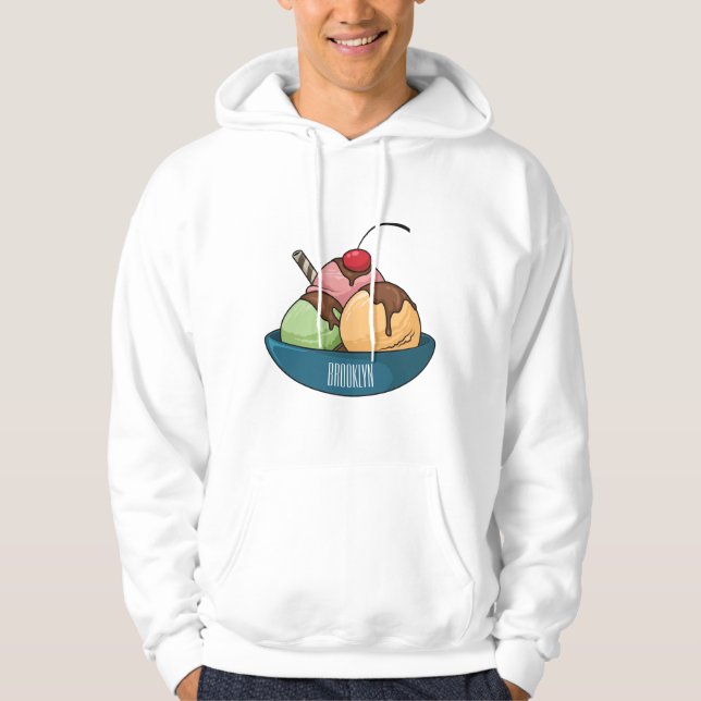 Moletom ilustração de desenho animado de sorvete (Frente)