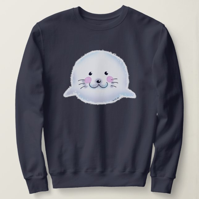 Moletom Ilustração de Foca Bebê Fofa e Felpuda (Frente do Design)