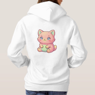 Moletom Ilustração de gatinho Kawaii Rosa Fofo - Kitty Pas