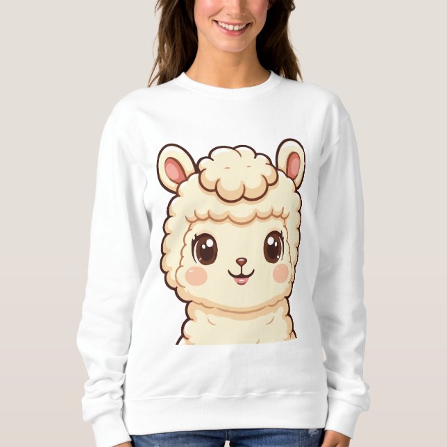 Moletom Ilustração de lhama fofa design de camisola (Frente)