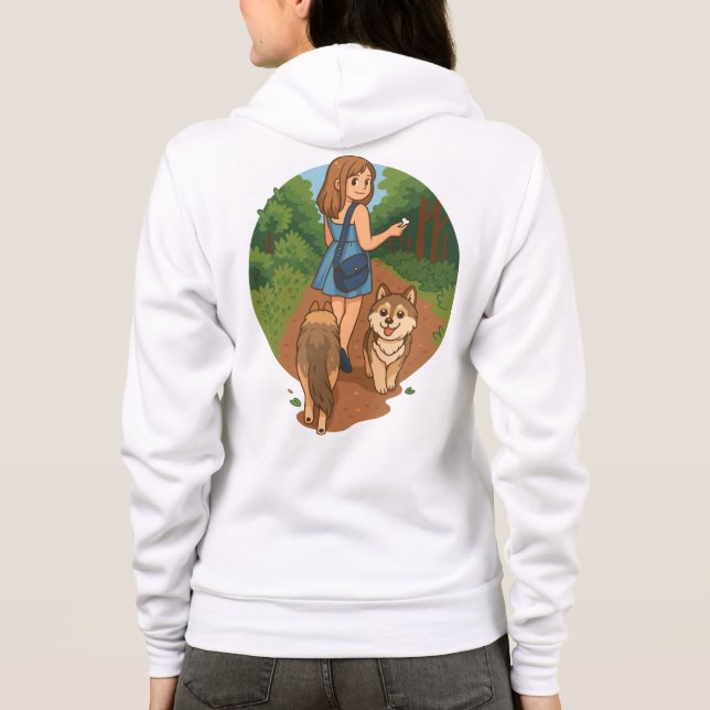 Moletom Ilustração de mãe de cachorro fofo passeando com c (Verso)
