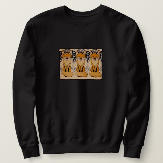 Moletom Ilustração de Raposas Art Nouveau | Vida Selvagem  (Frente do Design)