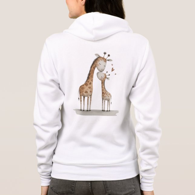 Moletom Ilustração Fofa de Mamãe e Bebê Girafa (Verso)