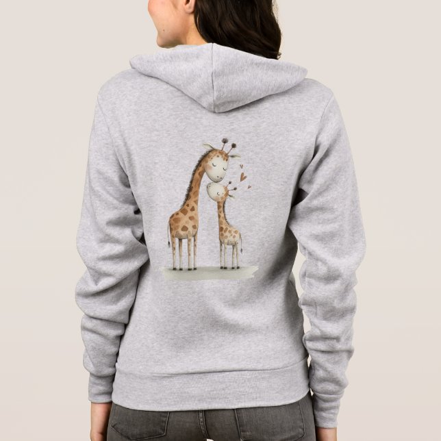 Moletom Ilustração Fofa de Mamãe e Bebê Girafa (Verso)