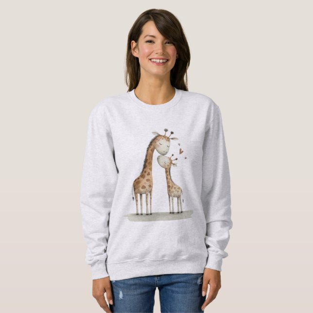 Moletom Ilustração Fofa de Mamãe e Bebê Girafa (Frente Completa)