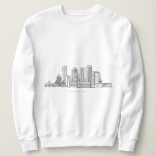 Moletom Ilustração Minimalista do Skyline da Cidade de Bos