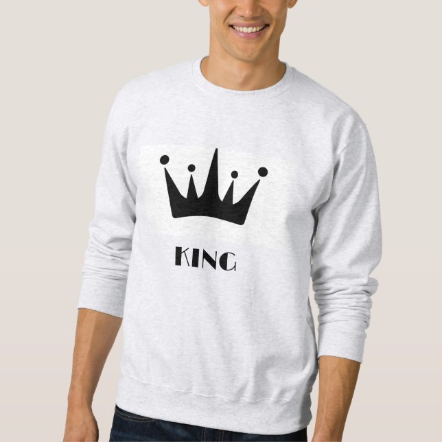 Moletom Imagem da Coroa do Texto King Personalizado Cor Pr (Frente)